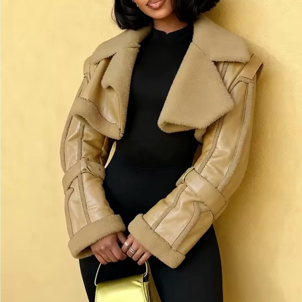 Tan Cropped Women's Jacket